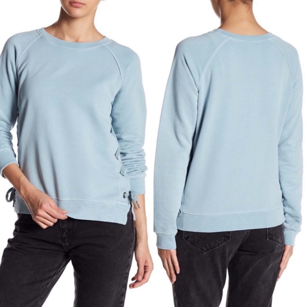 Sincerely Jules side tie blue crew